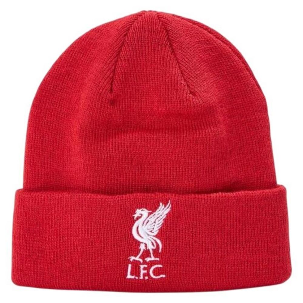 Liverpool FC Childrens/Kids Embroidered Logo Ribbed Beanie / Red/White Print